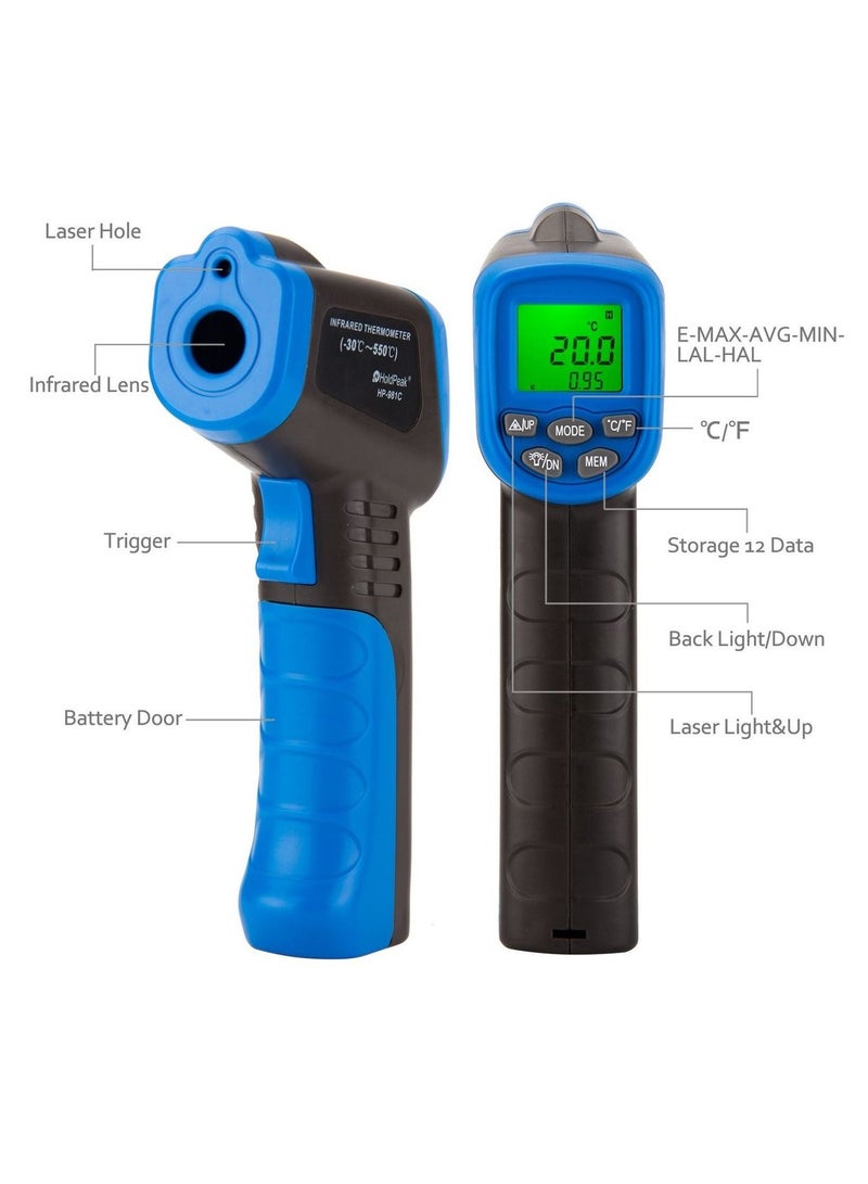 هولد بيك عدم الاتصال الأشعة تحت الحمراء ترمومتر - 58 ~ 1022 ℉ ( - 50 ~ 550 ℃ ) أسود / أزرق - Image 3