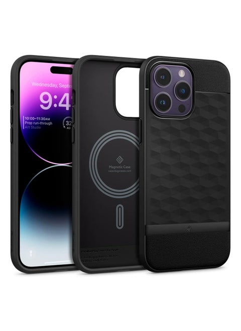 Parallax Mag Case [Built-in Magnet] for MagSafe, Grade Drop Protection, Textured 3D Hexa Grip Design, Slim Ergonomic Cover for iPhone 14 Pro Max (5G, 2022) – Matte Black
