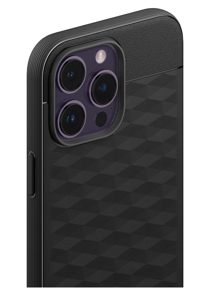 Parallax Mag Case [Built-in Magnet] for MagSafe, Grade Drop Protection, Textured 3D Hexa Grip Design, Slim Ergonomic Cover for iPhone 14 Pro Max (5G, 2022) – Matte Black