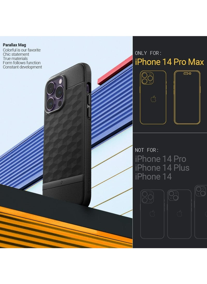 Parallax Mag Case [Built-in Magnet] for MagSafe, Grade Drop Protection, Textured 3D Hexa Grip Design, Slim Ergonomic Cover for iPhone 14 Pro Max (5G, 2022) – Matte Black