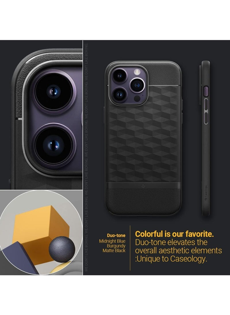 Parallax Mag Case [Built-in Magnet] for MagSafe, Grade Drop Protection, Textured 3D Hexa Grip Design, Slim Ergonomic Cover for iPhone 14 Pro Max (5G, 2022) – Matte Black