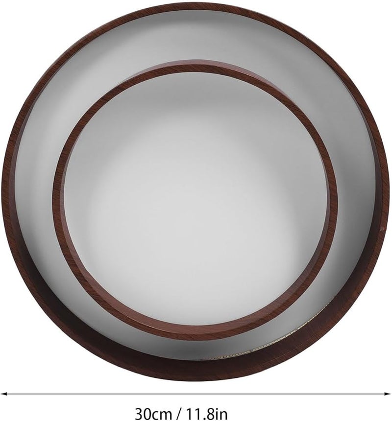 Dimmable Walnut Wood Flush Mount LED Ceiling Light For Living Room Hallway 30cm - Image 3