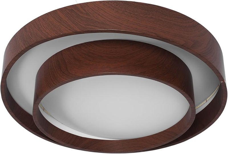 Dimmable Walnut Wood Flush Mount LED Ceiling Light For Living Room Hallway 30cm - Image 2
