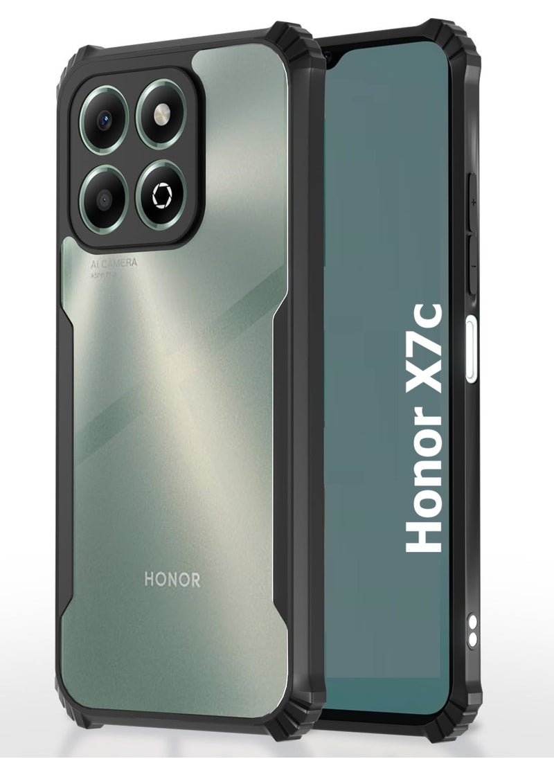 Generic Honor X7c Clear Hard PC Back Cover Case with Shockproof Premium TPU Black Border 360 Degree Impact Resistant Camera lens Protection Transparent Cover For Honor X7c  - Image 1