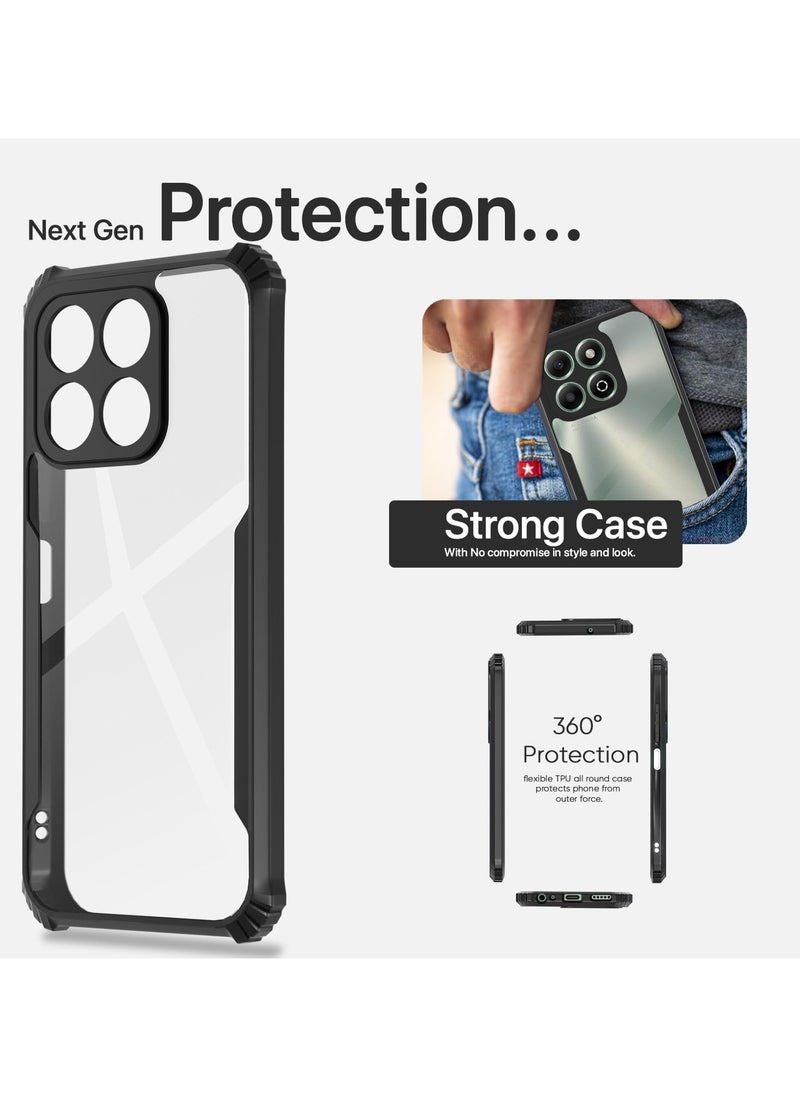 Generic Honor X7c Clear Hard PC Back Cover Case with Shockproof Premium TPU Black Border 360 Degree Impact Resistant Camera lens Protection Transparent Cover For Honor X7c  - Image 2