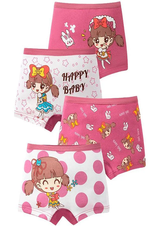 babyqlo Girls Cotton Happy Girl Print Pack of 4