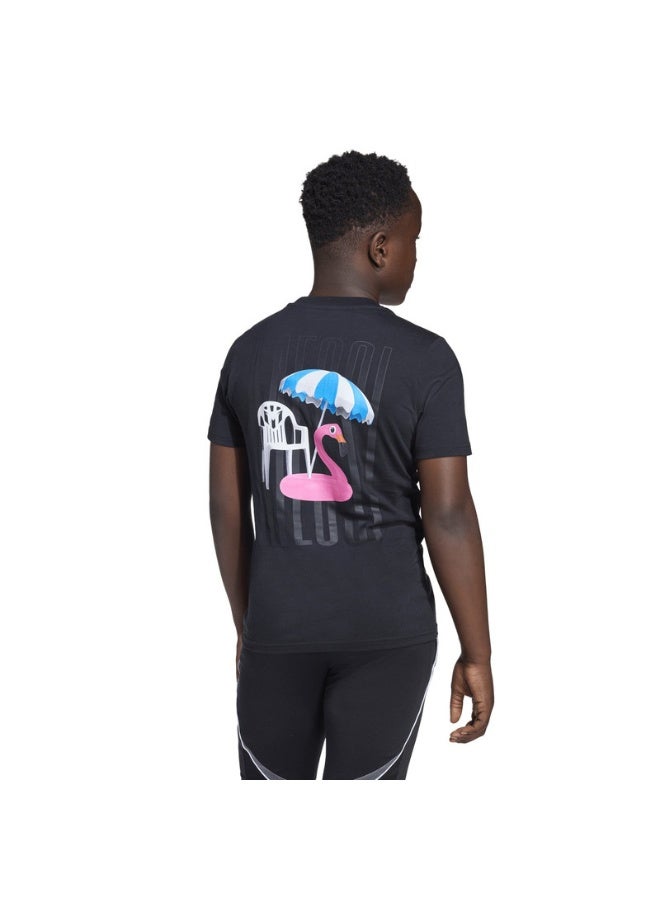 اديداس تيشيرت جرافيك ميسي للأطفال أسود بأكمام قصيرة - Image 3