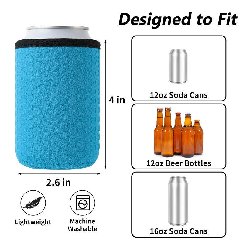 Xumbtvs 5 Pcs Insulated 12oz Can Sleeve, Reusable Can Cooler Sleeves, Non-slip Neoprene Beer Bottle Cover Holder for 12oz Standard Can Soda and Beer (Colorful1) - Image 3