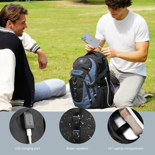 Swissdigital Design Laptop Backpack, Travel Backpack with USB Charging Port Fits 15.6 inches Computer, 31L College School Bookbag for Men,Haze Blue/Black | SD803-16 - Image 5