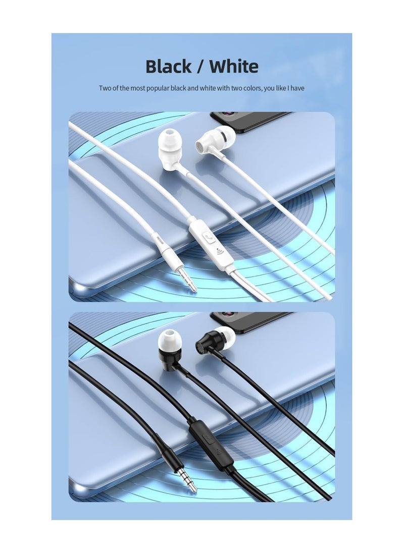 Tingwode - Tingwode SM-10 Stereo Headset With Microphone And Comfortable Wearing For Mobile Phone 1.2 M - White - Image 1