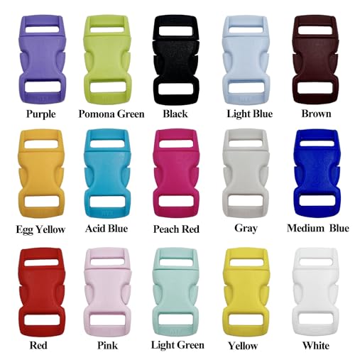 honigo 15 PCS 3/8 Inch Plastic Curved Buckle 15 Colors Quick Side Release Arched Buckle Heavy Duty Plastic Replacement for Paracord accessories,Dog Collar Clips,Sewing Accessories - Image 3