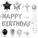 SPFYunion 56 PCS Happy Birthday Balloons Happy Birthday Banner Silver and Black Balloons for Boys Men Girls Women 16th 18th 20th 21st 25th 30th 40th 50th 60th Birthday Party Decorations - Image 4
