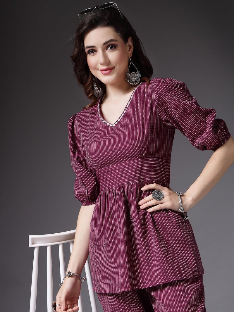 Stylum Women's Self Woven Kantha Cotton Kurti Pant Set - Image 4