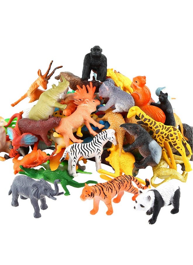 ValeforToy - Gure,54 Piece Mini Jungle Toys Set,Valefortoy Realistic Wild Vinyl Plastic Animal Learning Party Favors For Boys Girls Kids Toddlers Forest Small Playset Cupcake Topper - Image 1
