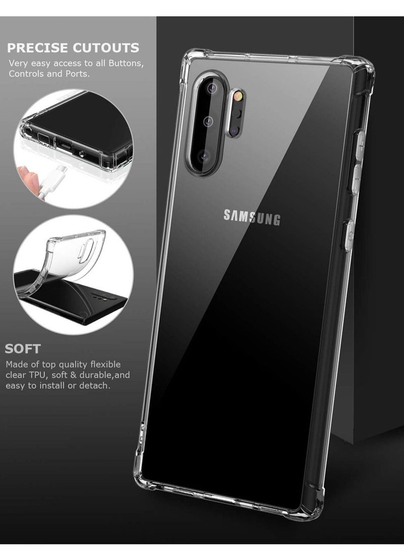 LEDIN - Samsung Galaxy Note 10 Plus Case Cover Transparent Anti Scratch Case Shock Absorbent TPU Protective Clear Back Cover with Corner Bumper Protection for Samsung Galaxy Note 10 Plus Clear - Image 1
