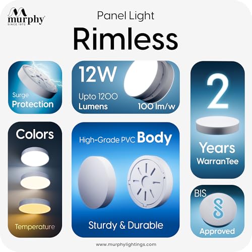 Murphy Aluminium 12-Watt Borderless Round Led Surface Mount Panel Light (Cool White, Pack Of 2), No False Ceiling Required - Image 3