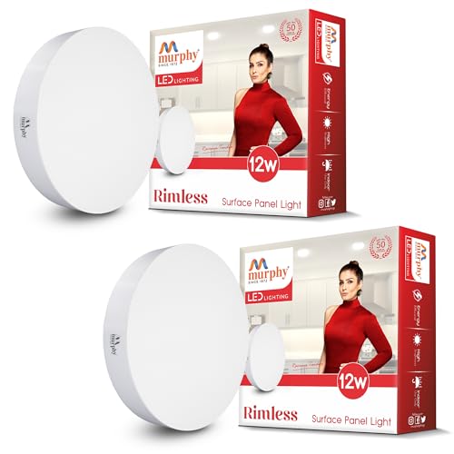 Murphy Aluminium 12-Watt Borderless Round Led Surface Mount Panel Light (Cool White, Pack Of 2), No False Ceiling Required - Image 1
