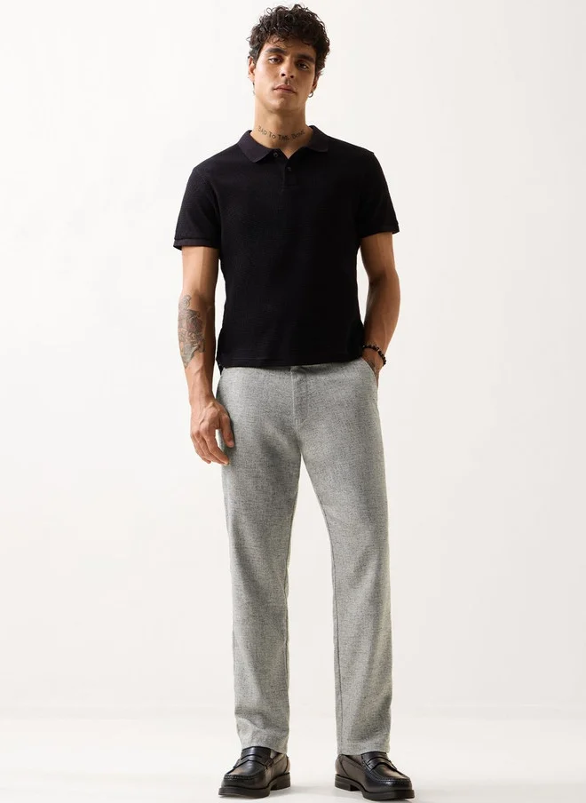 The Souled Store  The Souled Store Men Straight Fit Solid Grey Pants  | Best Price UAE