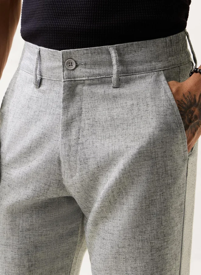 The Souled Store  The Souled Store Men Straight Fit Solid Grey Pants  | Best Price UAE