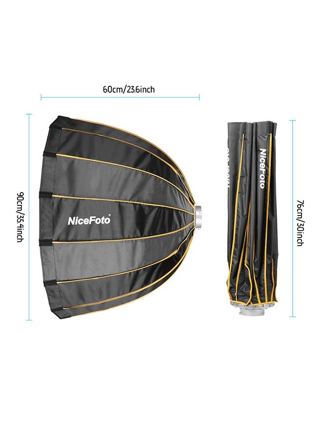 NiceFoto Quick Set-Up Folding Deep Parabolic Umbrella Soft Box Black - Image 2