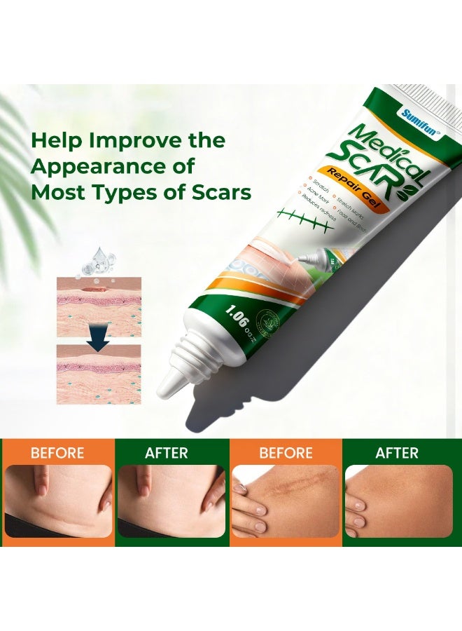 Sumifun Scar Repair Gel Medical-Grade Silicone Improves Texture & Color New & Old Scars For Face & Body 30G - Image 1