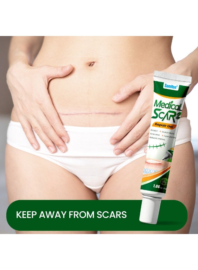 Sumifun Scar Repair Gel Medical-Grade Silicone Improves Texture & Color New & Old Scars For Face & Body 30G - Image 2