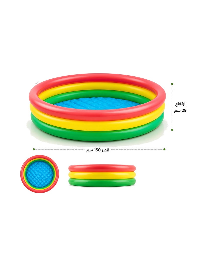 STORE 7 Inflatable Round Children's Pool with 3 Colorful Rings – PVC Water Pool for Kids, Garden and Rooftop – Safe Summer Swimming Pool for Children – Small Children's Pools – 150x29 cm – 172238 - Image 2