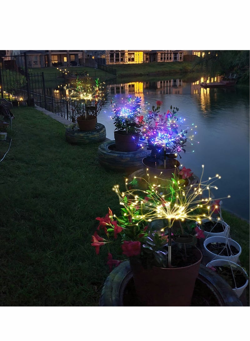 Solar Garden Lights, 90LED Outdoor Waterproof 2 Flash Modes 50 Copper Wire String, Firework Stake Starburst Fairy Light, DIY Flowers Trees, for Garden, Patio, Yard, Flowerbed, Parties (Colorful)