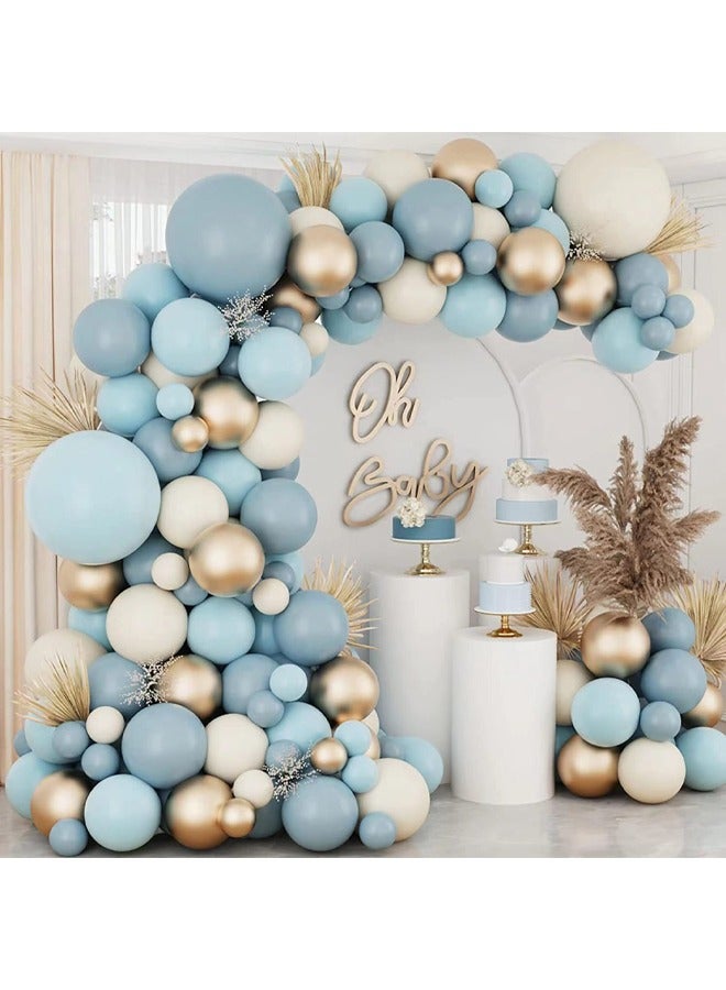 JEEJPV 134-pcs Blue Latex Decorative Balloon Arch Garland Set - Perfect for Graduation Baby Shower Wedding Birthday Bachelorette Party - Image 1