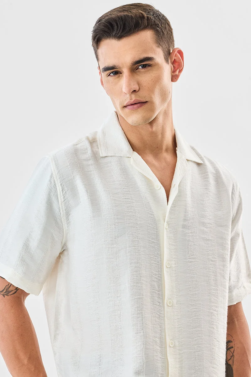 SNITCH Box Fit Textured Stripes Shirt