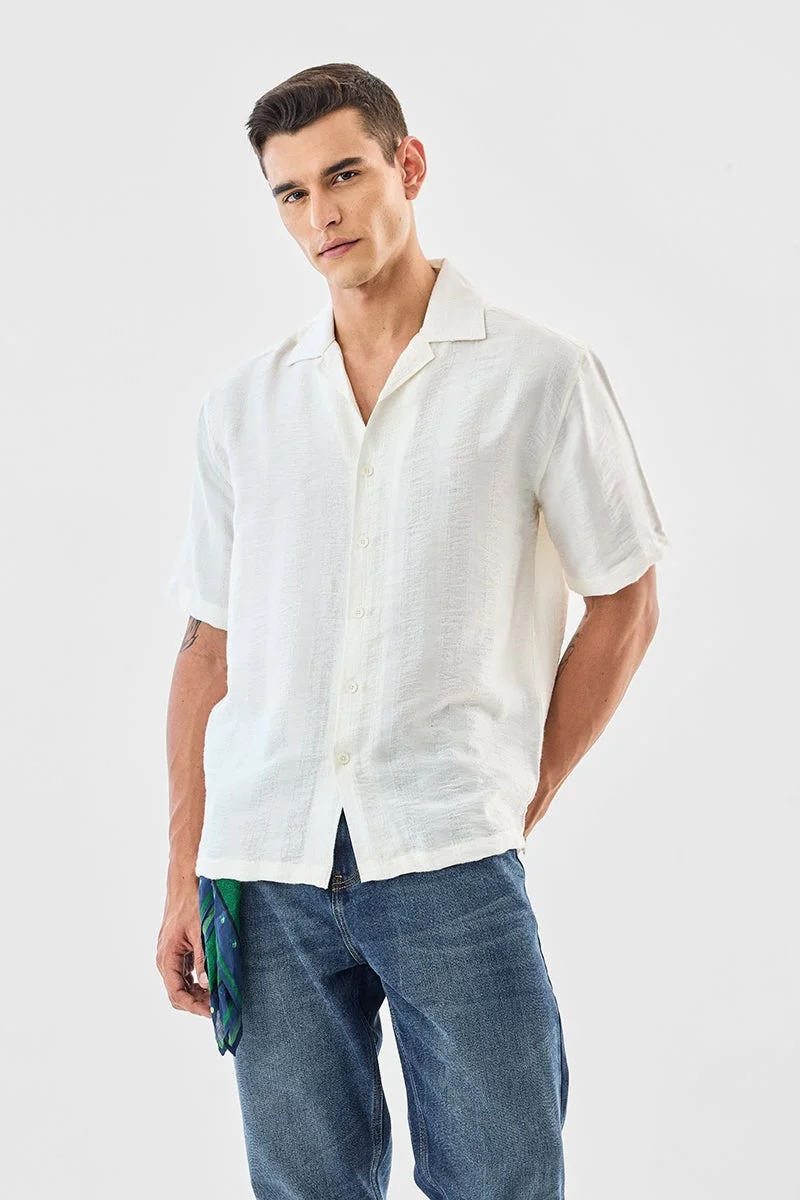 SNITCH Box Fit Textured Stripes Shirt