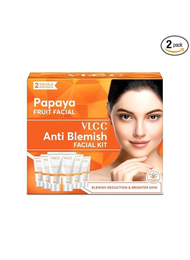 VLCC Papaya Fruit Facial Kit - 60g | Glowing, Blemish Free Skin | With Papaya, Cucumber, Peach, and Orange Peel Extracts | Glowing at Home Facial Kit. - Image 1