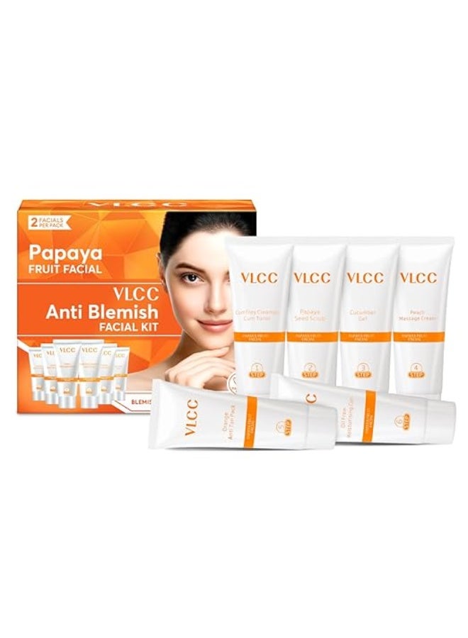 VLCC Papaya Fruit Facial Kit - 60g | Glowing, Blemish Free Skin | With Papaya, Cucumber, Peach, and Orange Peel Extracts | Glowing at Home Facial Kit. - Image 2