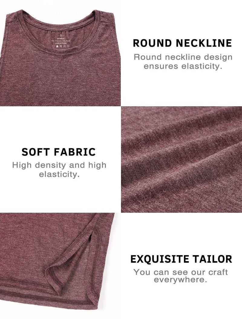 Cosy Pyro Workout Tank Tops for Women Lightweight Running Tanks Basic Gym Tops Sleeveless Athletic Yoga Shirts-4 Pack Black/Light Gray/White/Wine M - Image 5