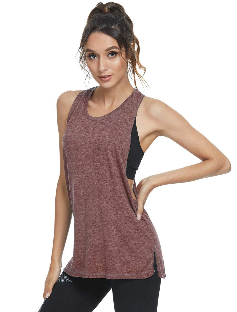 Cosy Pyro Workout Tank Tops for Women Lightweight Running Tanks Basic Gym Tops Sleeveless Athletic Yoga Shirts-4 Pack Black/Light Gray/White/Wine M - Image 3