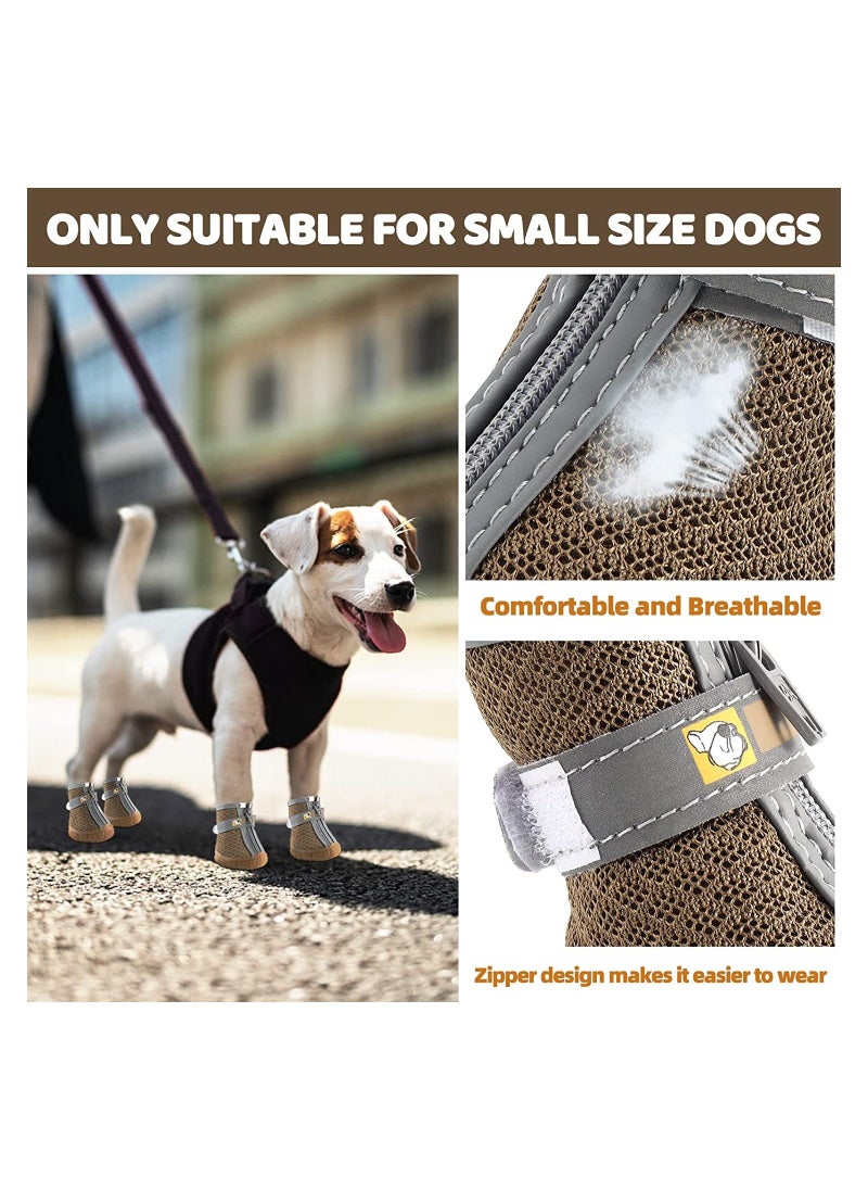 Waterproof Anti-Slip Dog Booties 4 Pcs Size 1 Breathable Puppy Shoes with Reflective Adjustable Strap for Small Dogs Hiking and Winter Snow - Image 4
