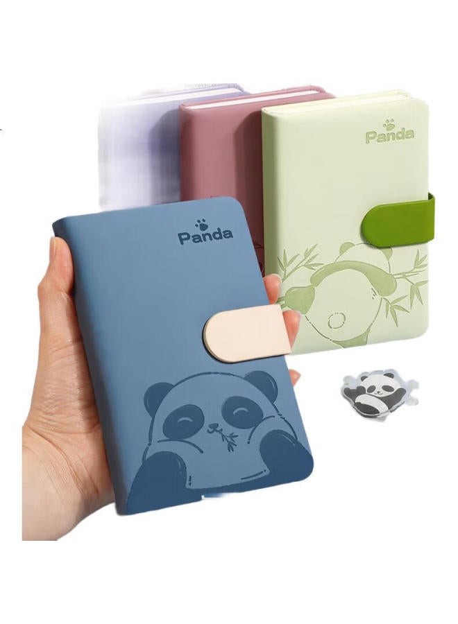 Ujia Panda Mini Notebook A6, Portable Diary, Creative Thickened Cute Cartoon Stationery, Pocket Notebook, Customizable For Businesses, Horizontal Lines, Pink - Image 3