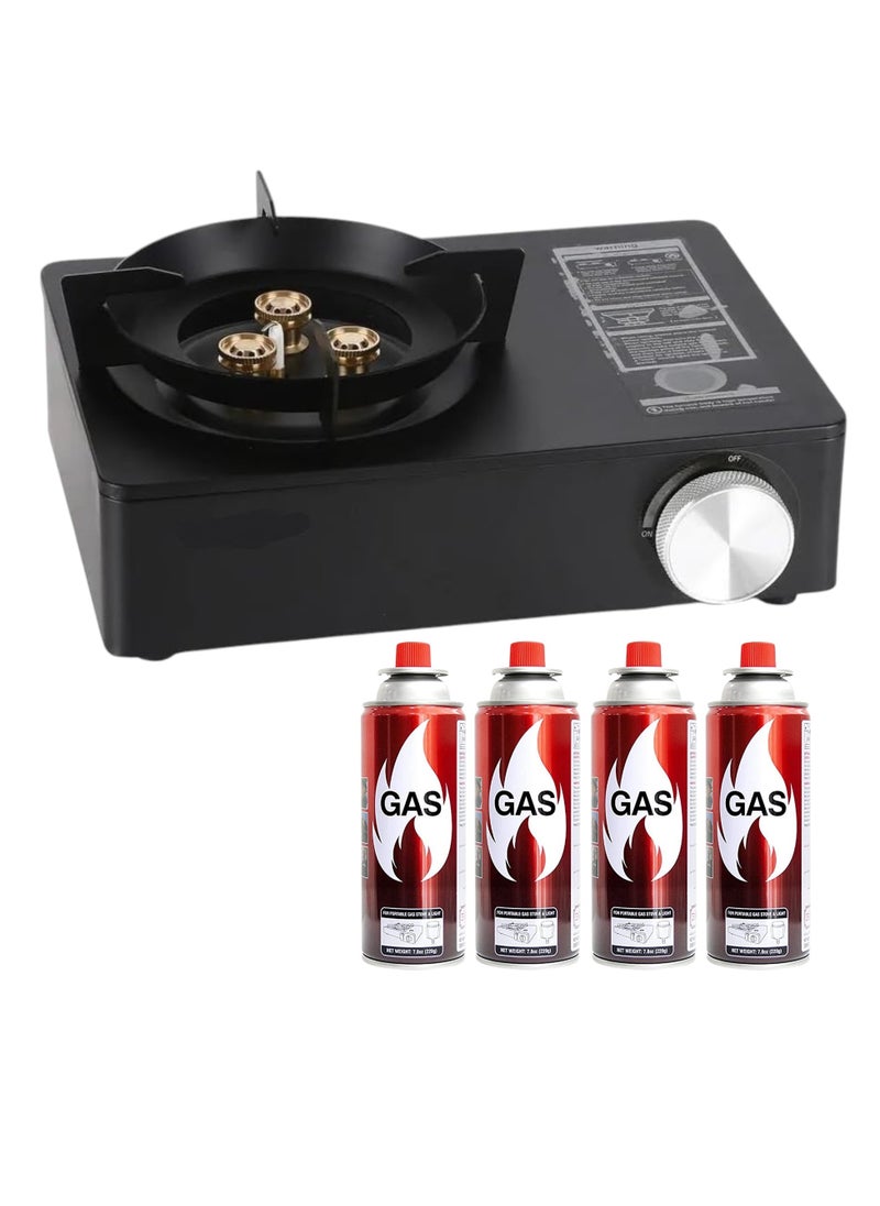 GO2CAMPS Premium Portable High-Flame Butane Camping Stove Kit with Auto Ignition, Durable Carry Case & 4 Included Fuel Canisters – Complete Outdoor Cooking Solution for Camping, Hiking, Backpacking, Picnics & Emergency Preparedness  - Image 2