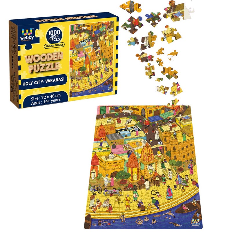 Webby Holy City Varanasi Wooden Jigsaw Puzzle, 1000 Pieces, Kid - Image 5