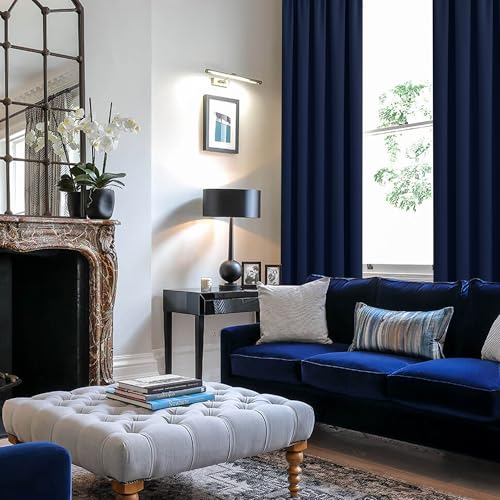 JIUZHEN Blackout Curtains for Bedroom– Thermal Insulated,Noise Reducing Room Darkening Drapes for Living Room, Rod Pocket Curtains with Tiebacks, Set of 2 Panels, 42 x 63 Inch Length, Navy Blue - Image 2
