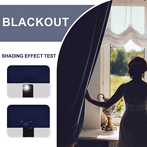 JIUZHEN Blackout Curtains for Bedroom– Thermal Insulated,Noise Reducing Room Darkening Drapes for Living Room, Rod Pocket Curtains with Tiebacks, Set of 2 Panels, 42 x 63 Inch Length, Navy Blue - Image 3