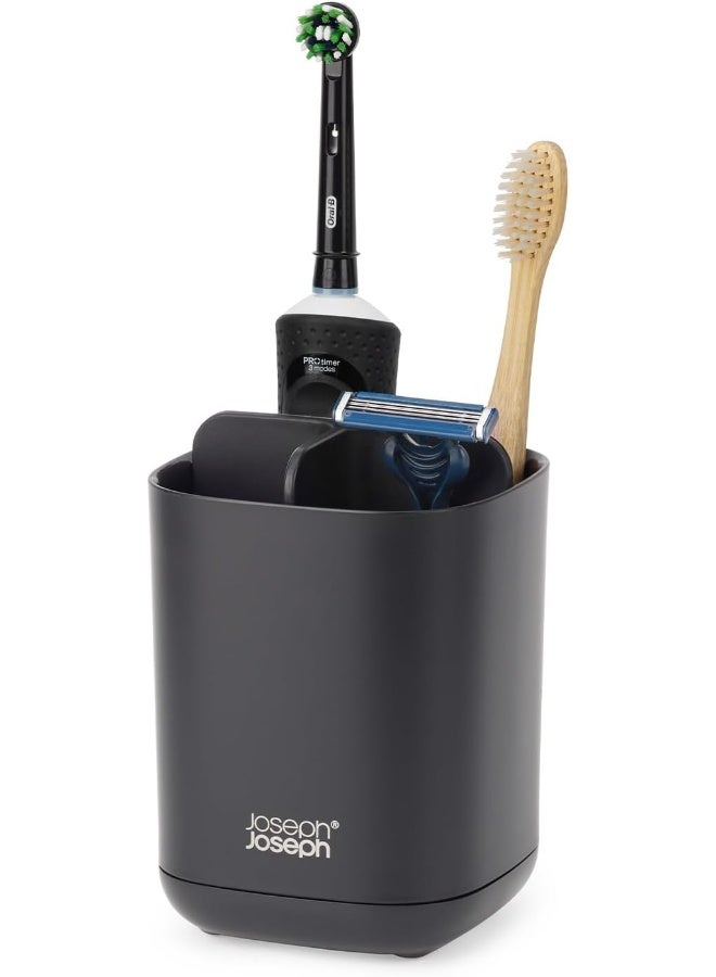 Joseph Joseph EasyStore Toothbrush Caddy in Black - Versatile Storage Solution for Toothbrushes and Razors - Image 1
