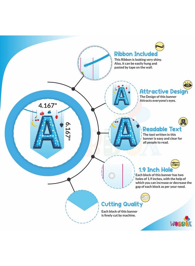 WOBBOX Annaprashan Bunting Banner "Annaprashan Ceremony" Sky Blue Color With Flower Background, Annaprashan Decoration Item - Image 2