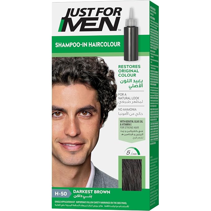 Just For Men H-50 Shampoo-In Hair Color, Darkest Brown - Image 1