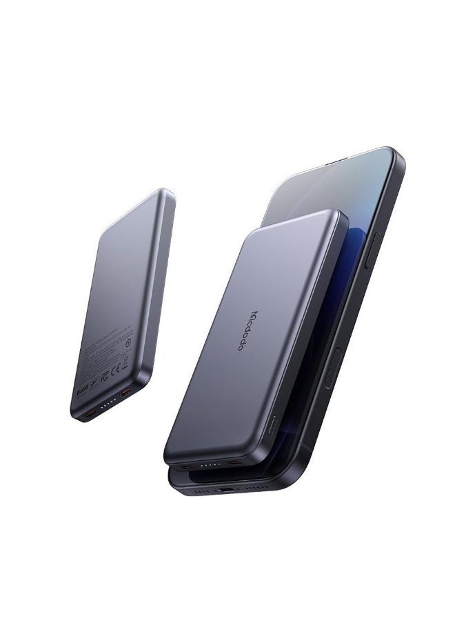 McDodo Slim Power Bank 10000mAh, Metal Ultra-Thin, 20W PD Fast Charging, Dual USB-C, Aluminum Alloy Body, Compact Portable Charger, Black, MC-3781 - Image 1