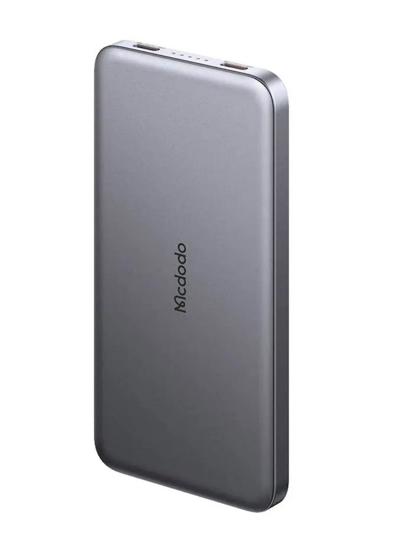مكدودو McDodo بنك طاقة نحيف 10000mAh، معدني فائق النحافة، شحن سريع 20W PD، منفذان USB-C، هيكل ألومنيوم، شاحن محمول مدمج، أسود، MC-3781 - Image 2
