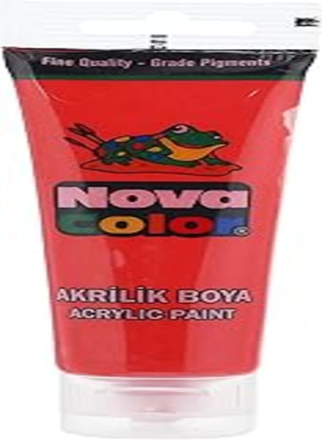 Nova color acrylic paint red nc-256 tube 75ml for canvas, ceramic, glass, wood, paper