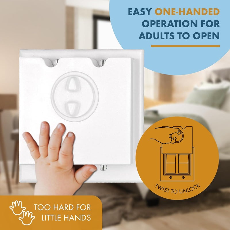 DHT Ventures Store HomeStar Safety Light Switch Guard | Double Rocker Style | Child Proof Light Switch Plate | Tamper-Proof Switch Protection | Switch Lock Cover - Image 3