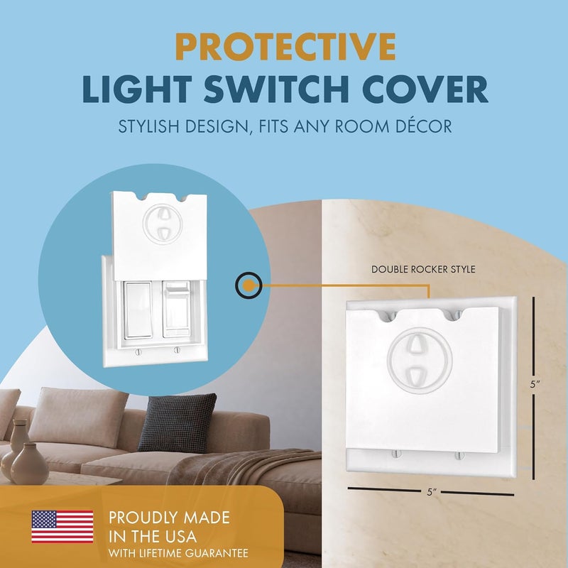 DHT Ventures Store HomeStar Safety Light Switch Guard | Double Rocker Style | Child Proof Light Switch Plate | Tamper-Proof Switch Protection | Switch Lock Cover - Image 2