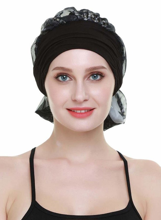 FocusCare Chemo Headwear Turbans for Women Long Hair Head Scarf Headwraps Cancer Hats, Flower Star, One size - Image 4